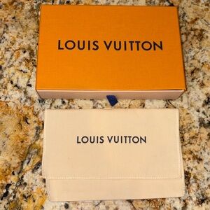Louis Vuitton small goods packaging box and dust bag 8 in x  1.75 in. x 5.5 in